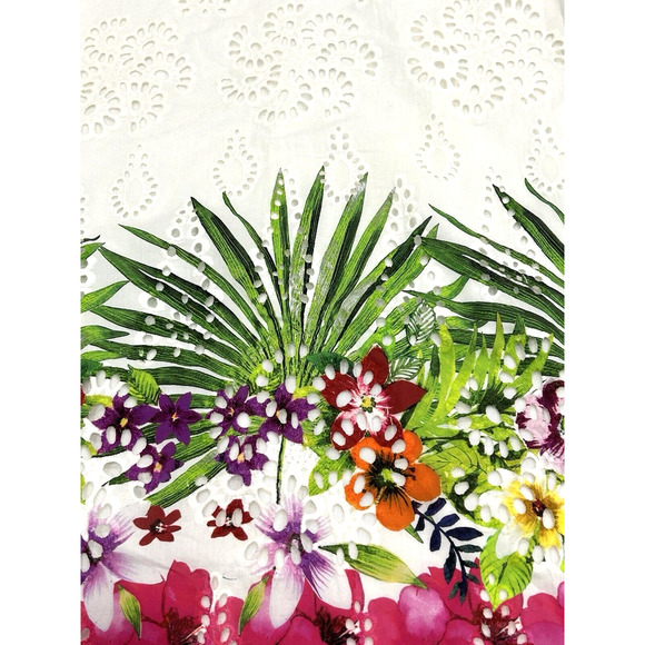 Desigual White Eyelet Sheath Dress Size 8 EU 42 Floral Design Vest Denver - Picture 6 of 9